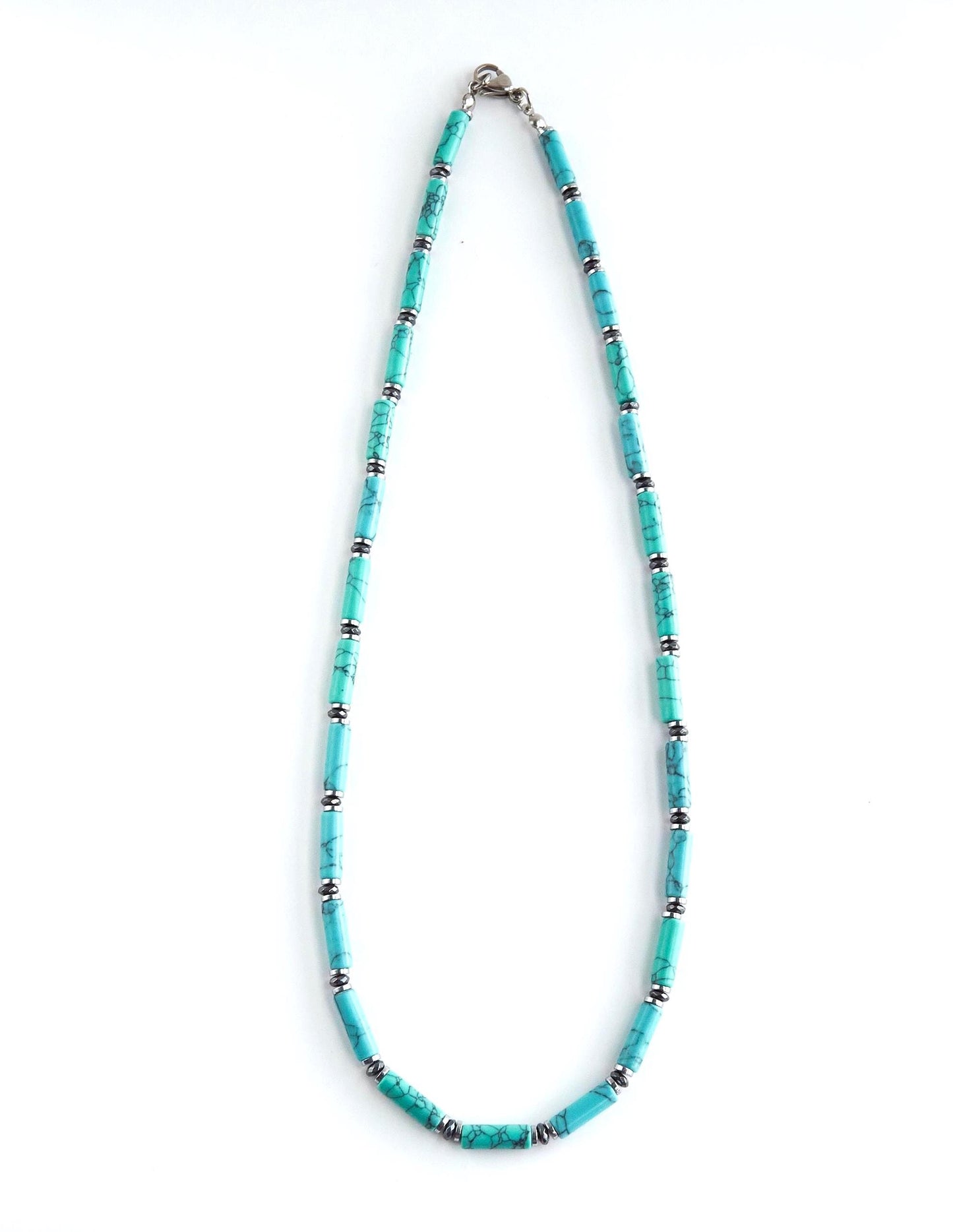 Tidal Calm Turquoise Tube Bead Necklace