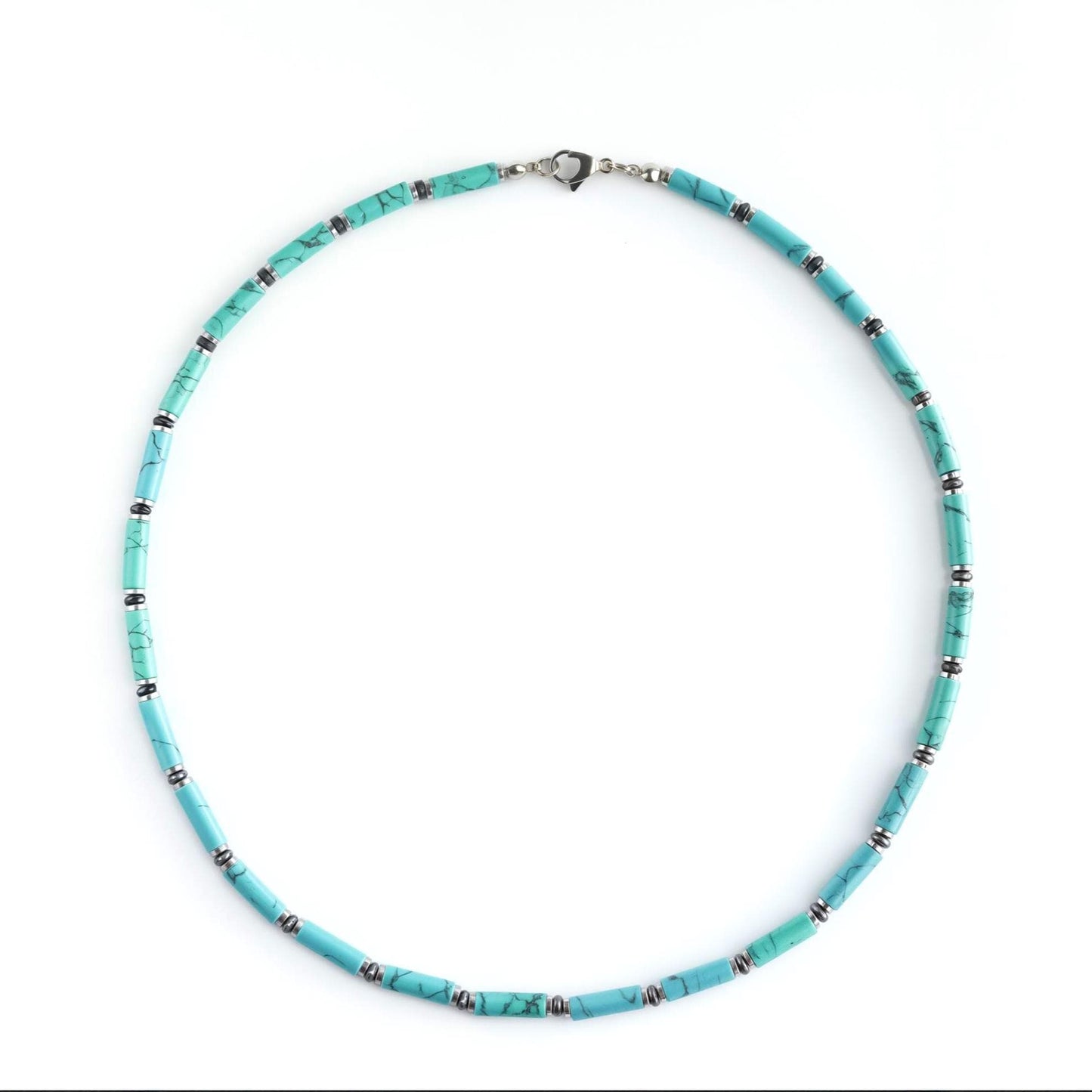 Tidal Calm Turquoise Tube Bead Necklace