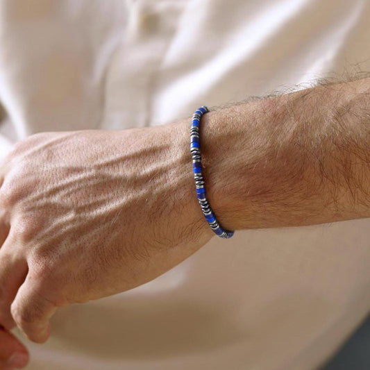 Lapis Lazuli Hematite Dainty Bracelet