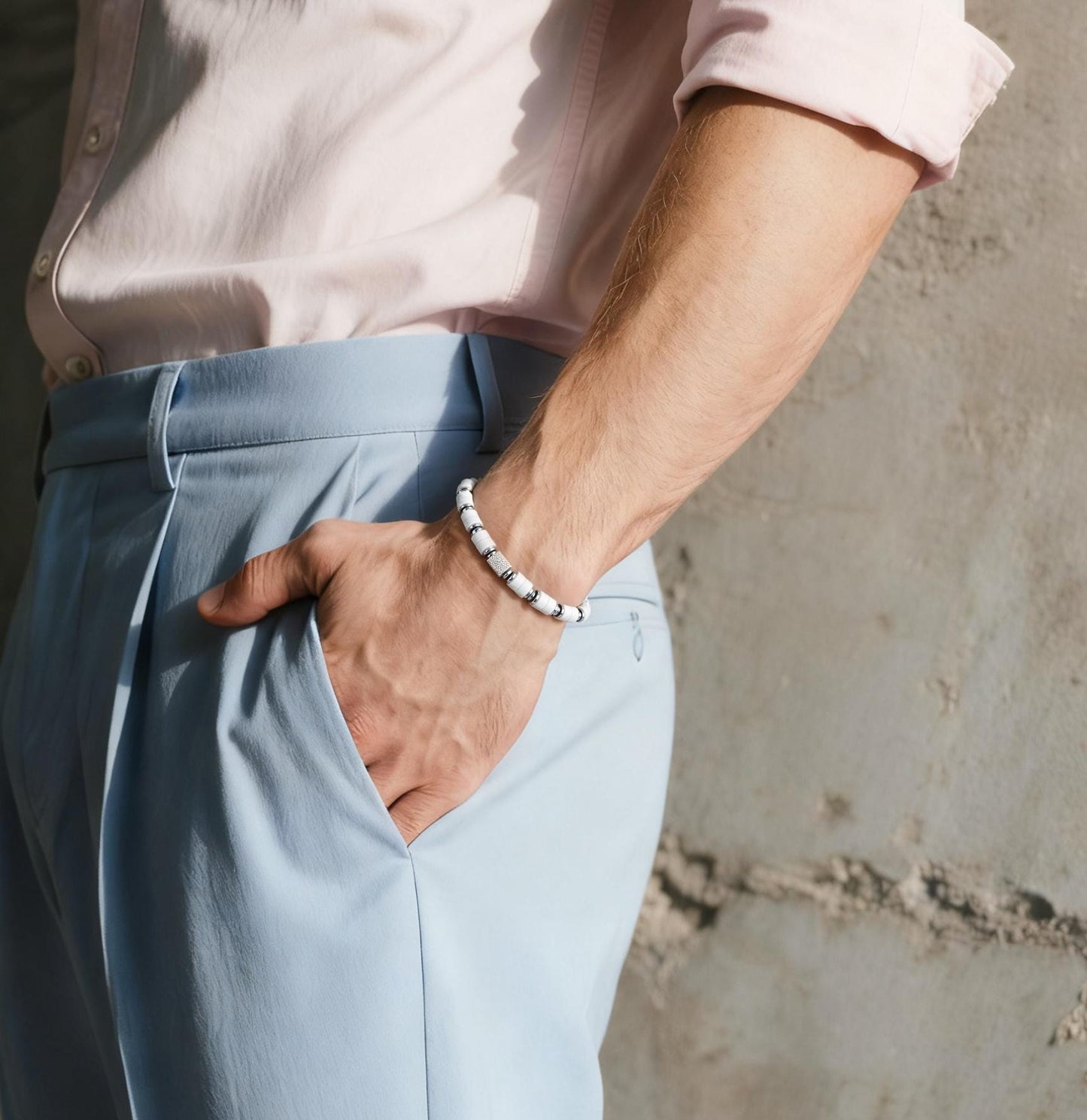 Howlite Silver Plated Stretch Bracelet