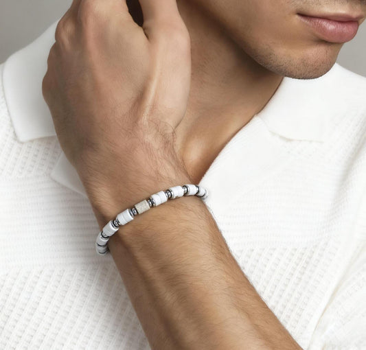 Howlite Silver Plated Stretch Bracelet