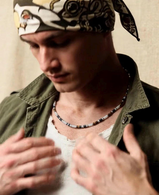 Tiger's Eye, Onyx, and Obsidian Necklace