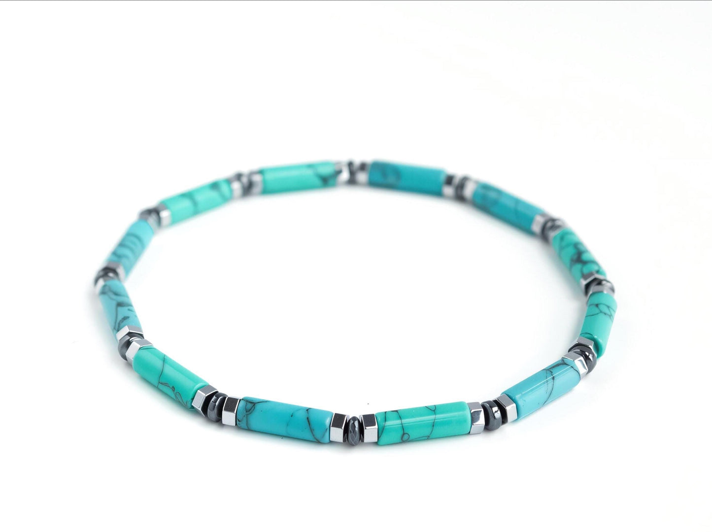 Turquoise Silver Plated Tube Bracelet