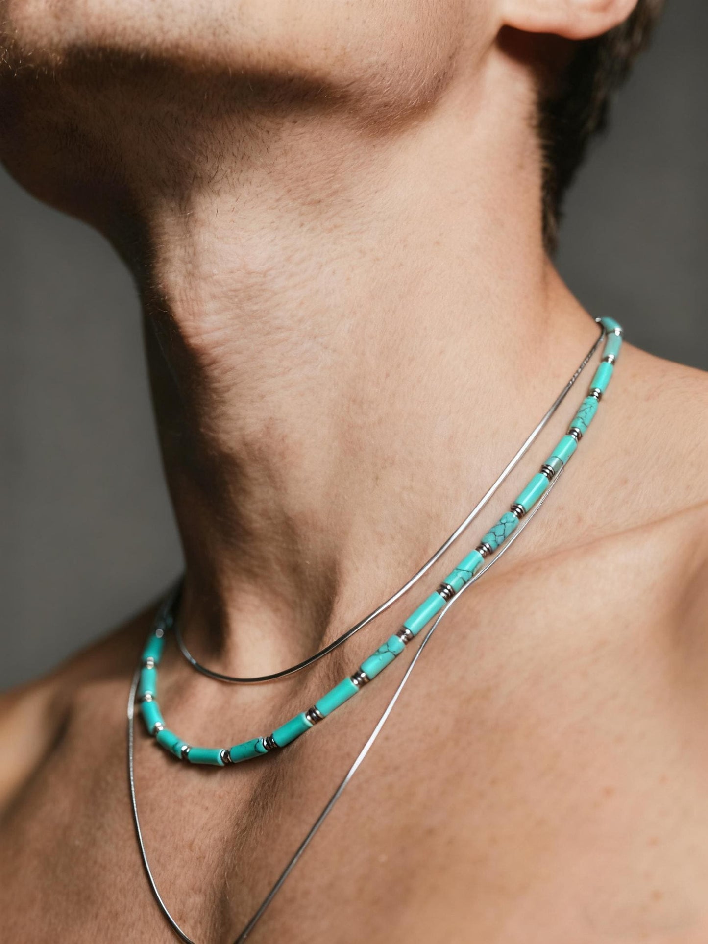 Tidal Calm Turquoise Tube Bead Necklace
