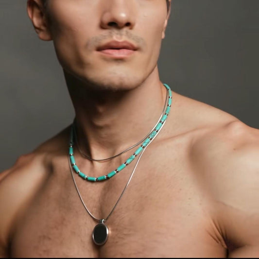 Tidal Calm Turquoise Tube Bead Necklace