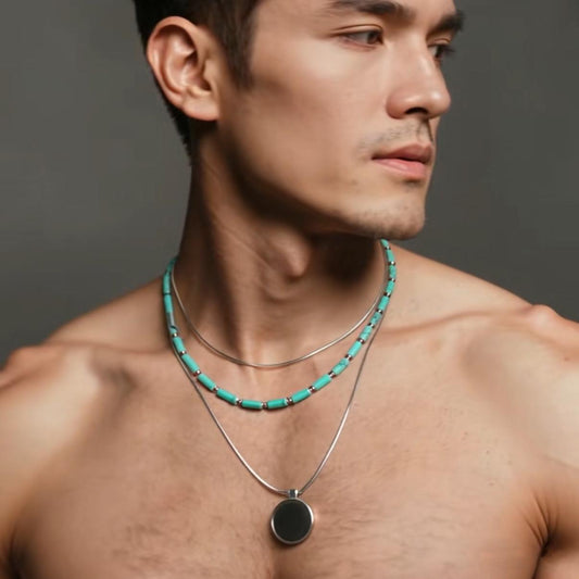 Tidal Calm Turquoise Tube Bead Necklace