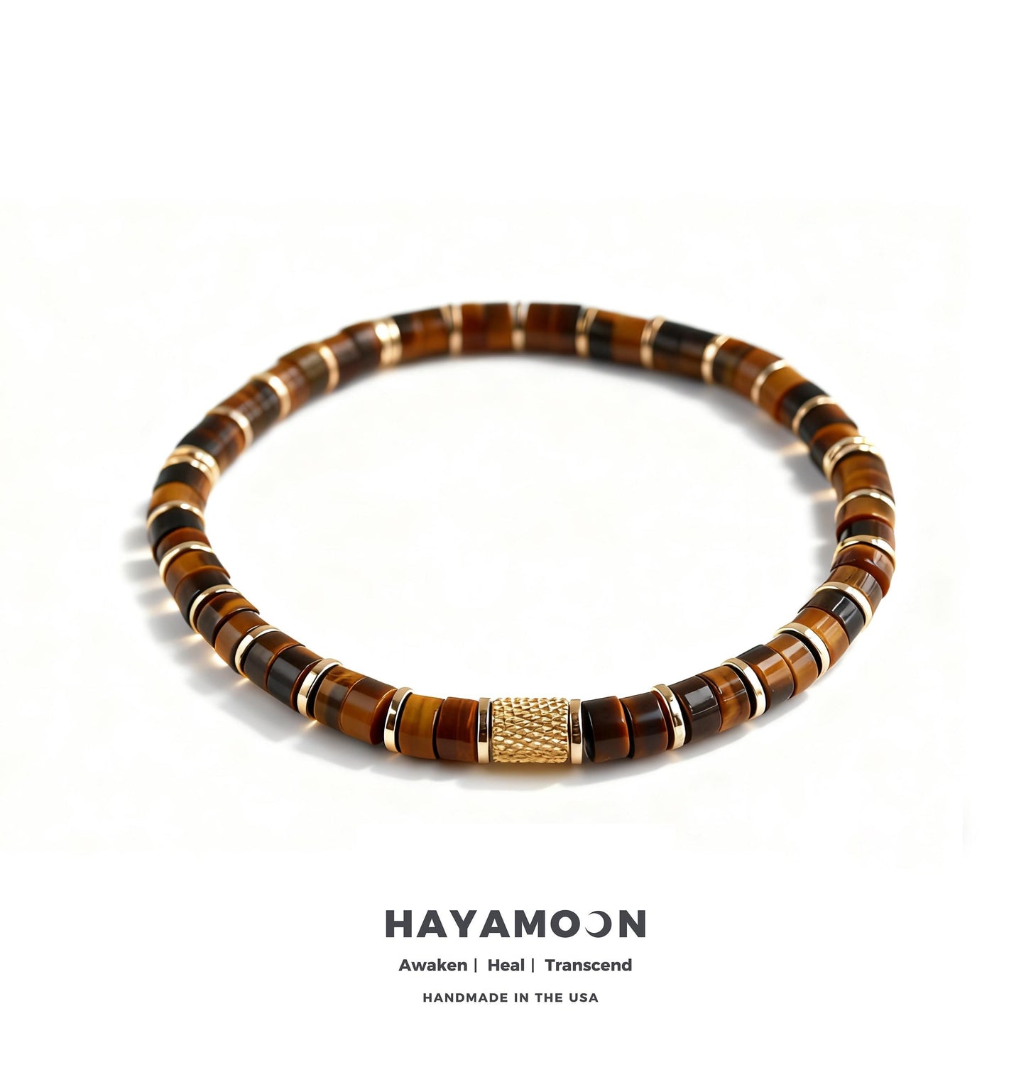 Solar Sovereign - Tiger's Eye & Gold Heishi Bracelet