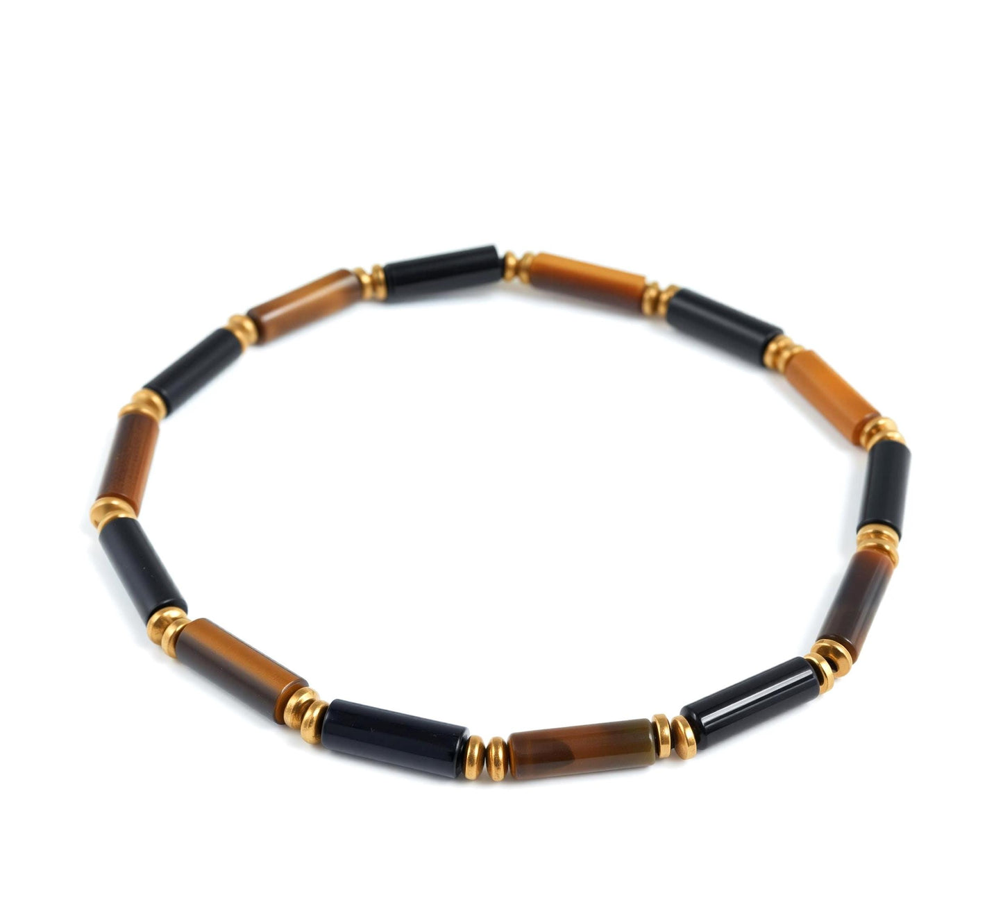 Tiger Eye & Black Onyx Tube Bracelet