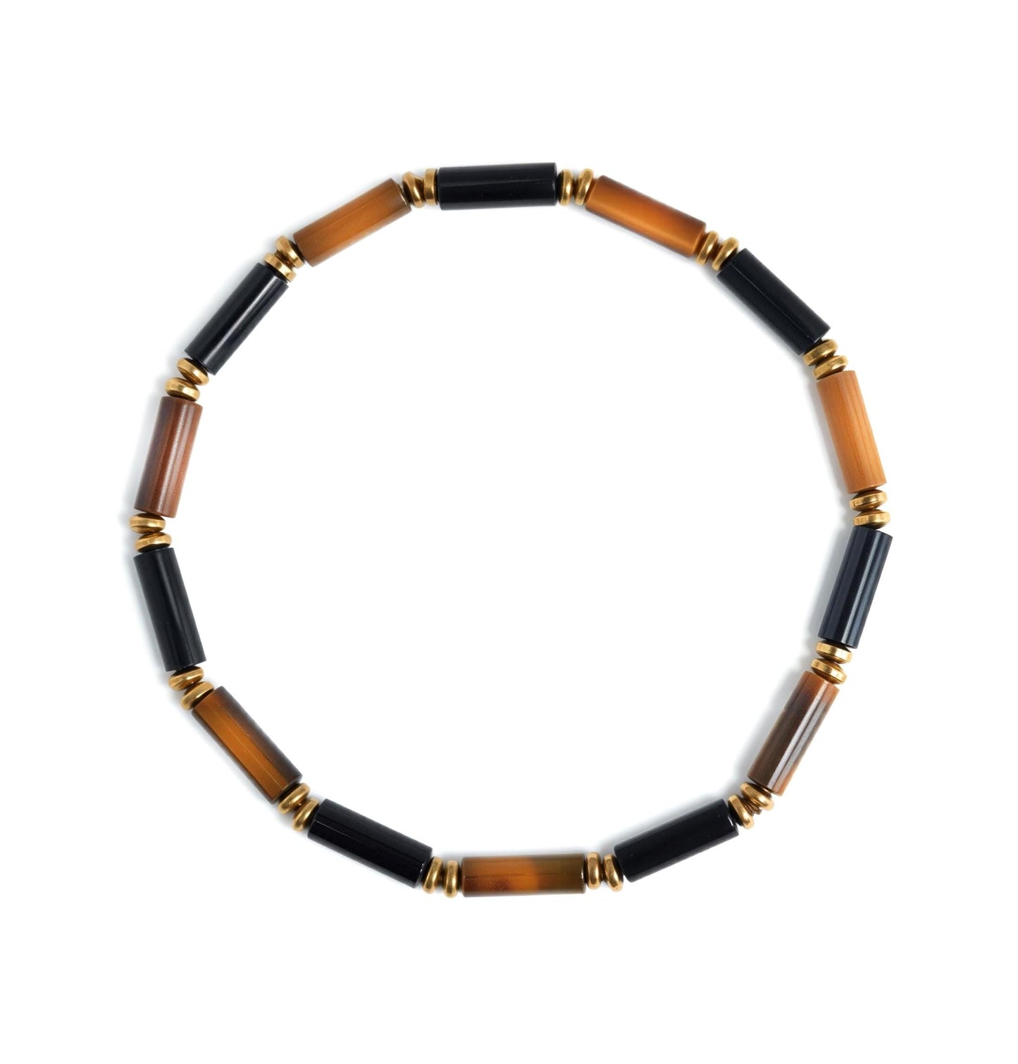 Tiger Eye & Black Onyx Tube Bracelet