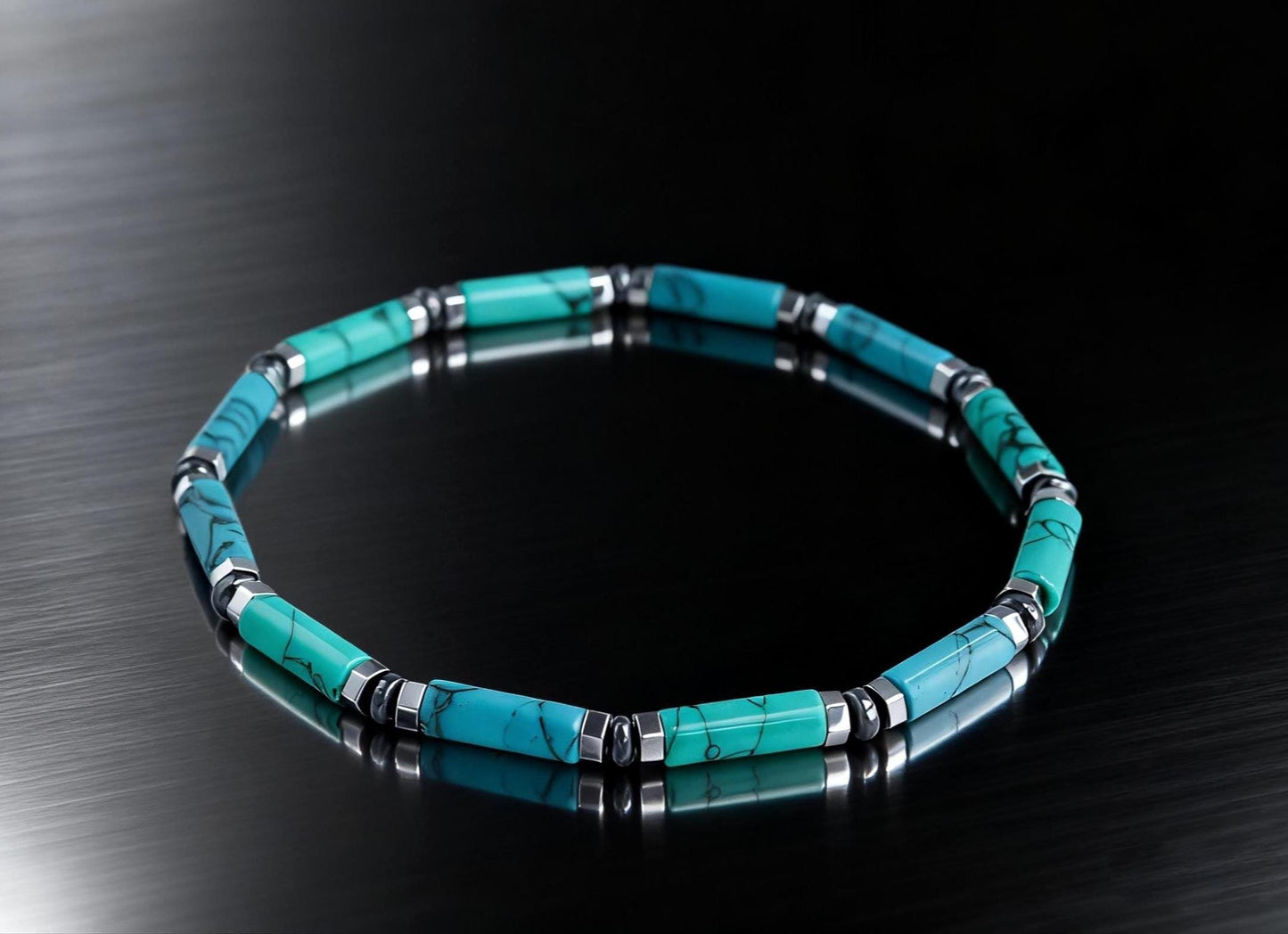 Turquoise Silver Plated Tube Bracelet