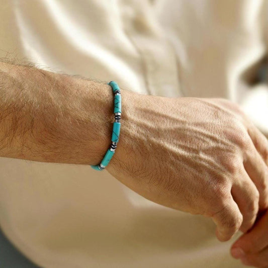 Turquoise Silver Plated Tube Bracelet