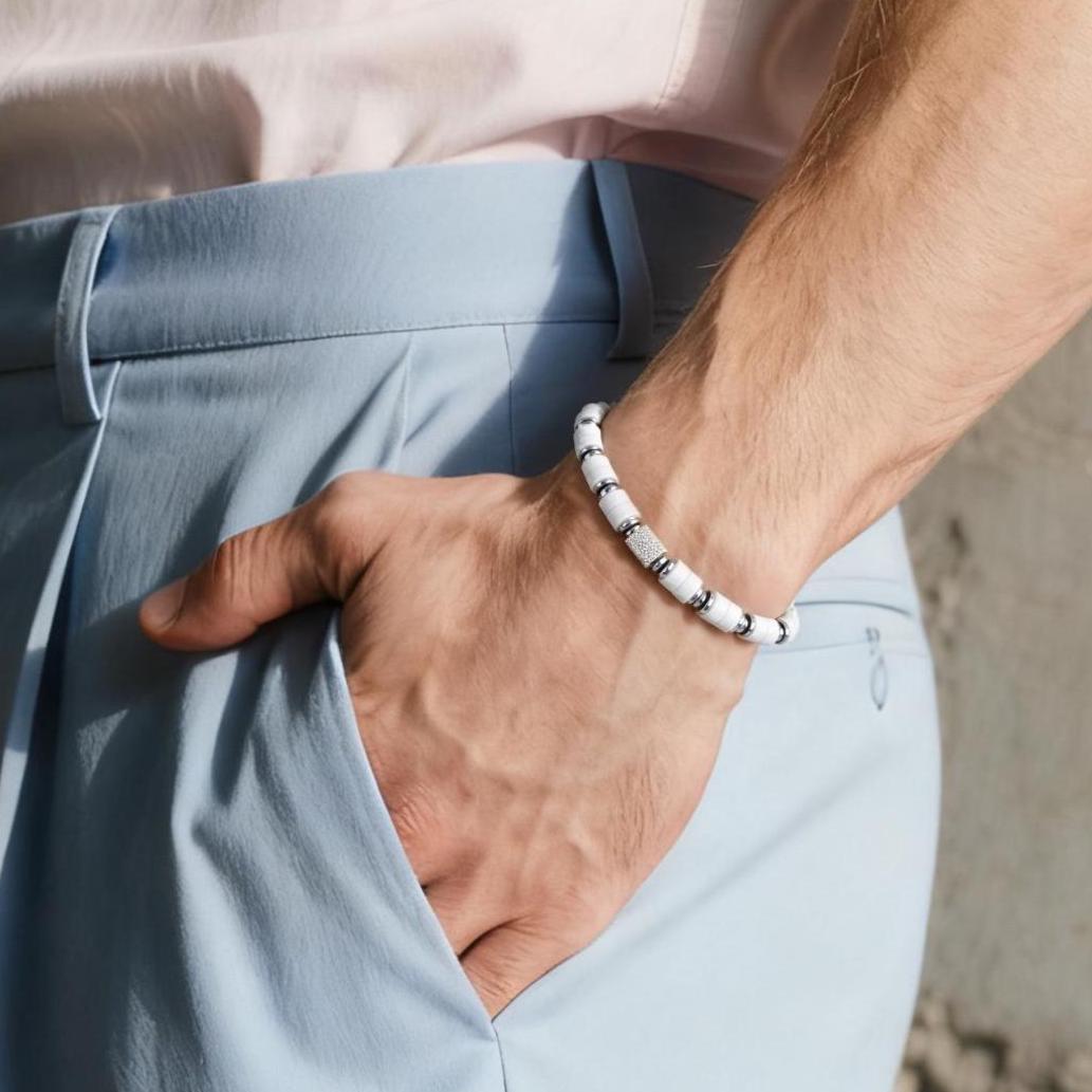 Howlite Silver Plated Stretch Bracelet