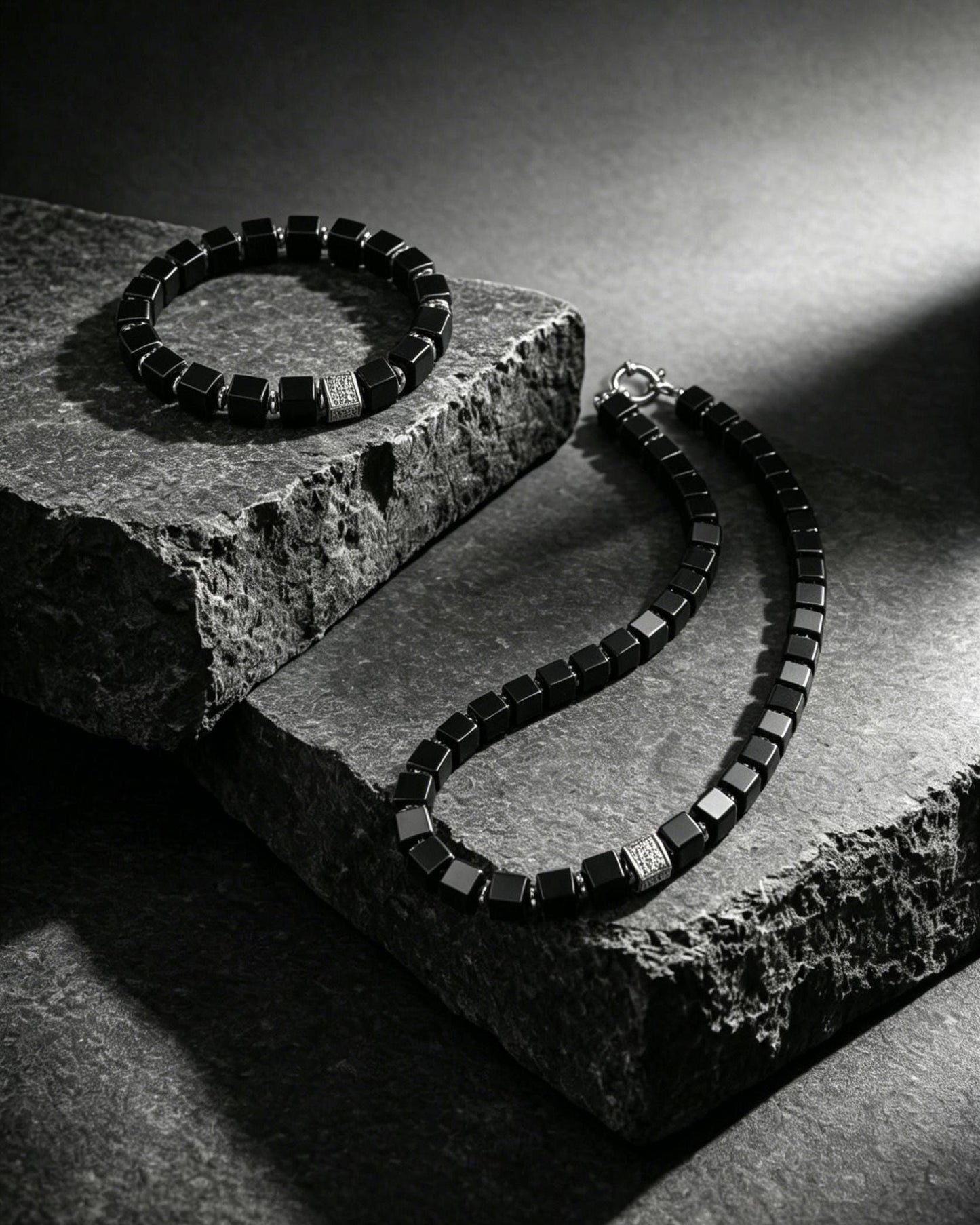 Black Onyx Chunky Cube Necklace | Refined Energy Jewelry for Modern Life