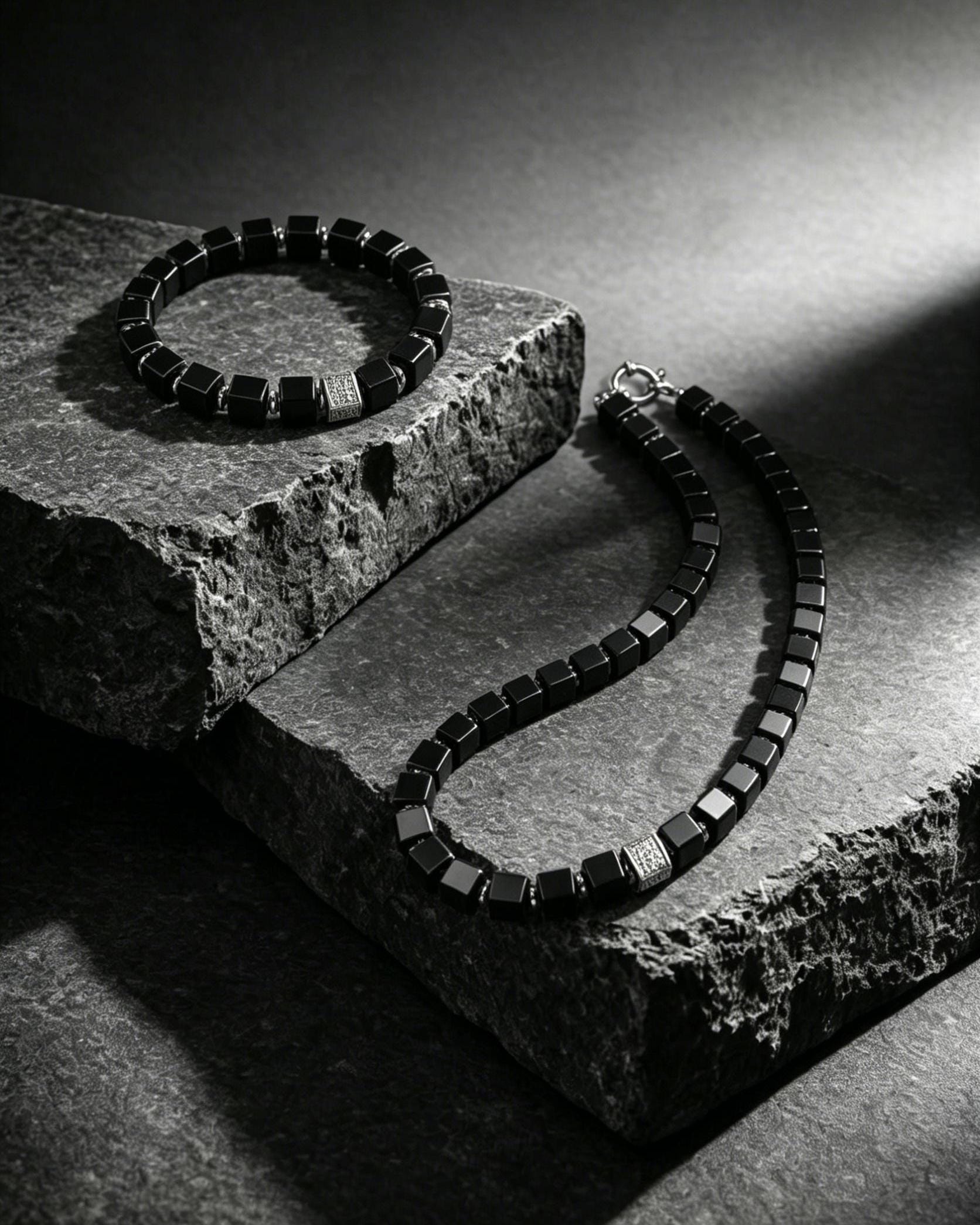 Black Onyx Chunky Cube Necklace | Refined Energy Jewelry for Modern Life