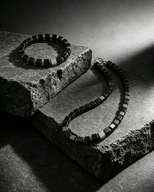 Black Onyx Chunky Cube Necklace | Refined Energy Jewelry for Modern Life