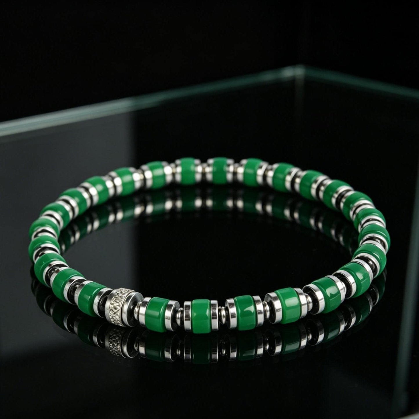 Natural A+ Green Onyx | Gemstone Bracelet｜Stretch Bracelet｜Gift for Him | graduation gift