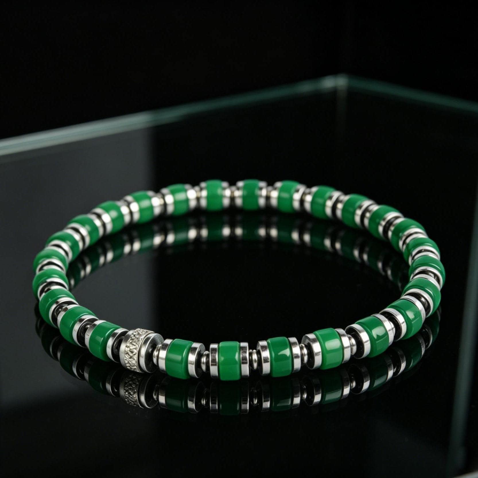 Natural A+ Green Onyx | Gemstone Bracelet｜Stretch Bracelet｜Gift for Him | graduation gift