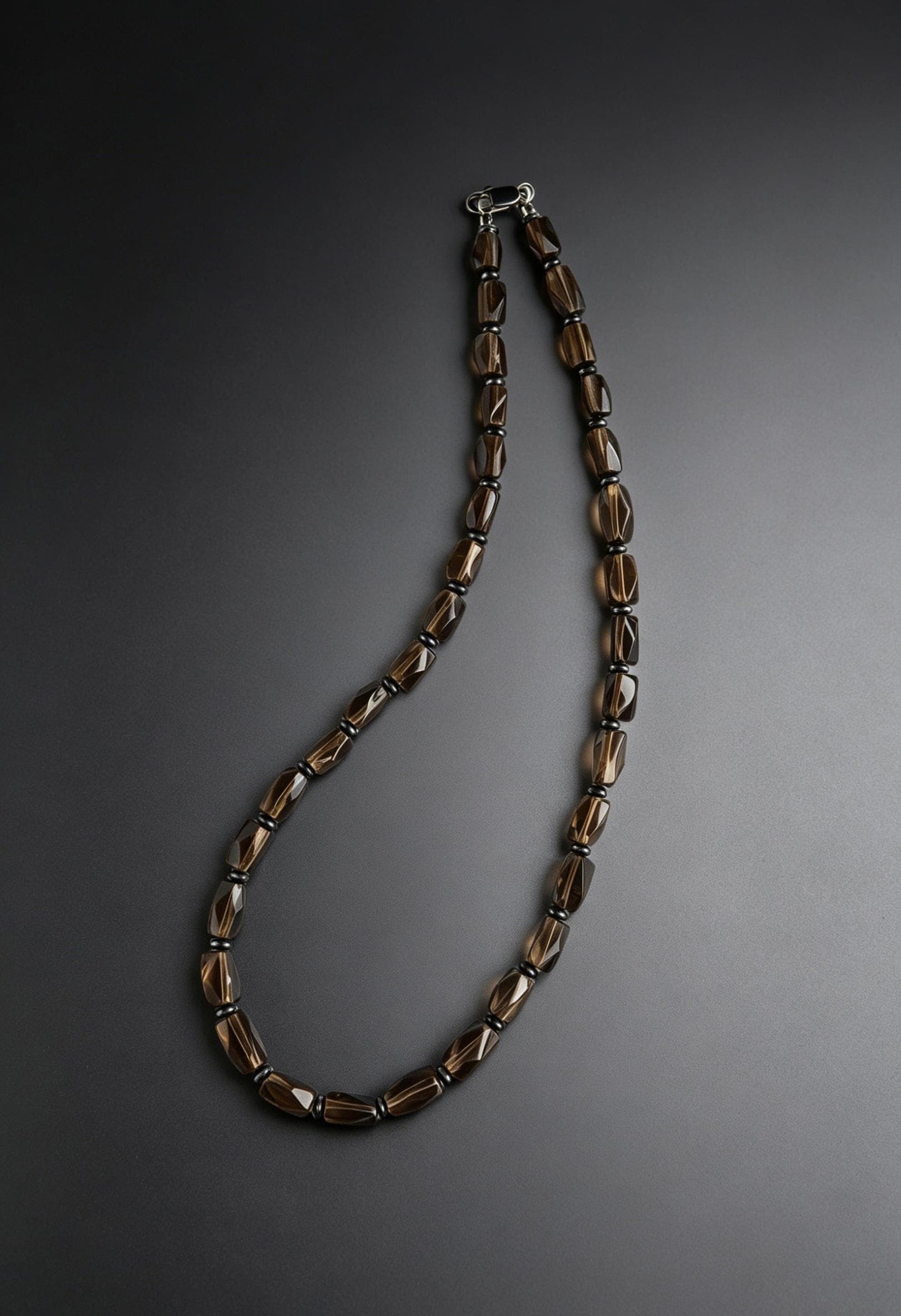 Natural AAA Smoky Quartz & Hematite Necklace : Men's Healing Crystal Jewelry, Meditation, Powerful, Gift for Him