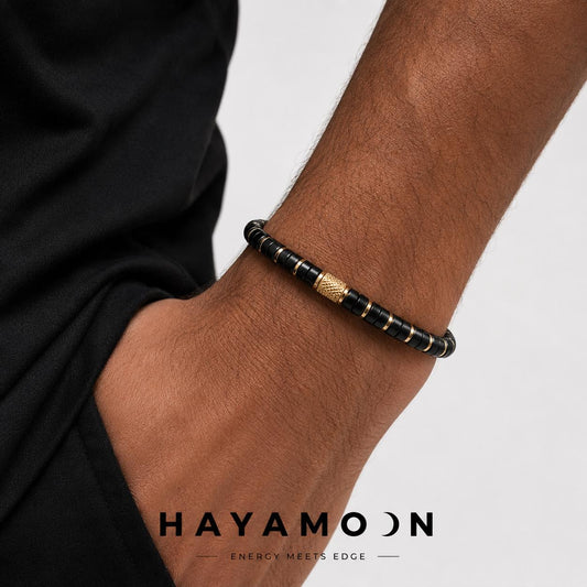 Silent Ground-Solar Edition | Black Obsidian Men’s Bracelet | Strength, Stability & Protection | Healing Crystal Jewelry | Gift for Him