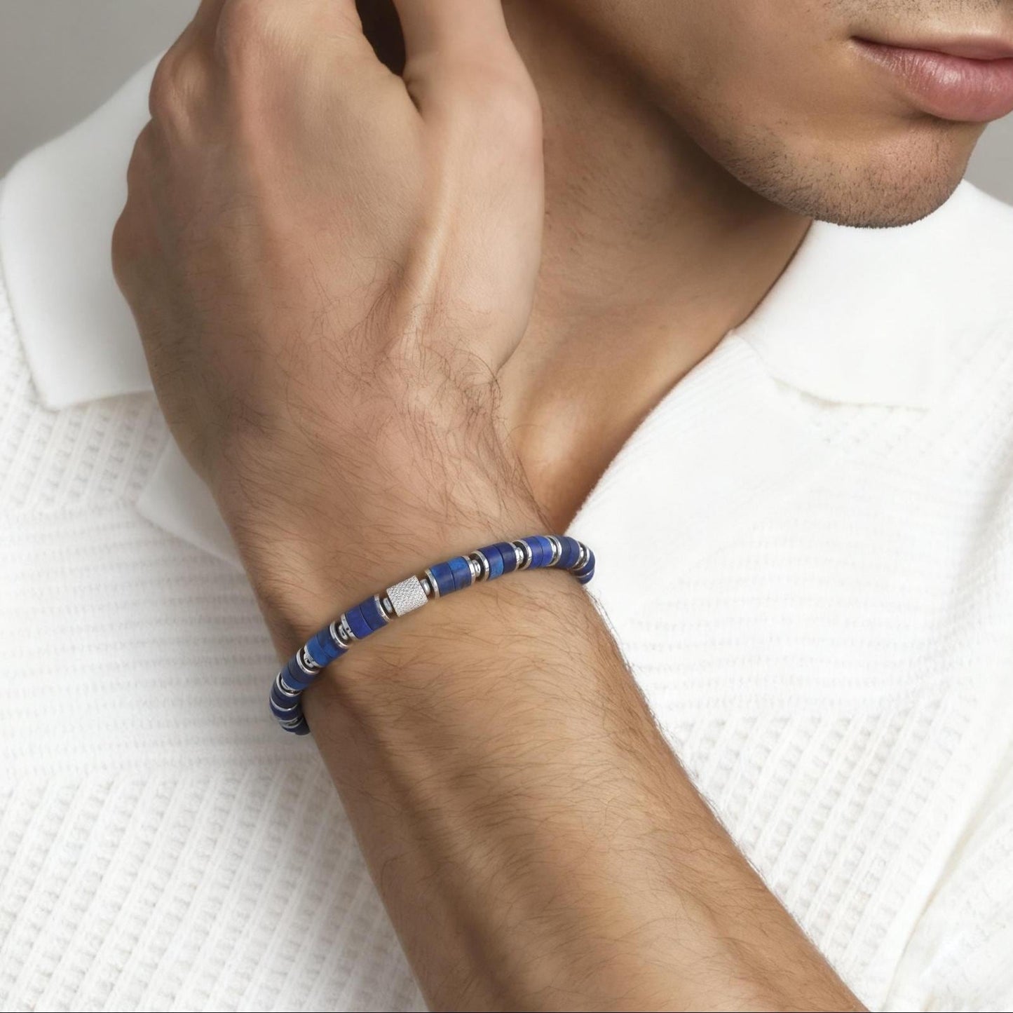 Lapis Lazuli Mens Stretch Bracelet 6mm: Silver Plated Stainless Steel, for Wisdom, Clarity, Powerful Spiritual Healing Gemstone Gift for Him __etsy:8095386609