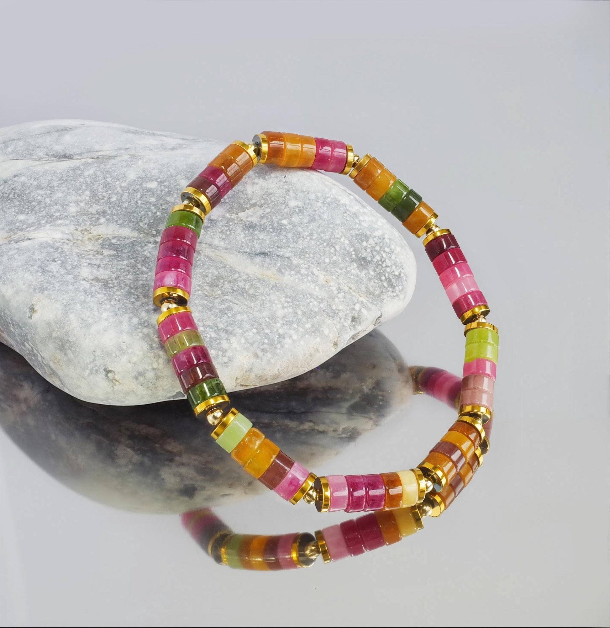 Colorful Tourmaline Bracelet 6mm: Men's Healing Crystal Jewelry, Meditation, Powerful, Mens, Gift for Him, Holiday Gift for Her __etsy:8095386623