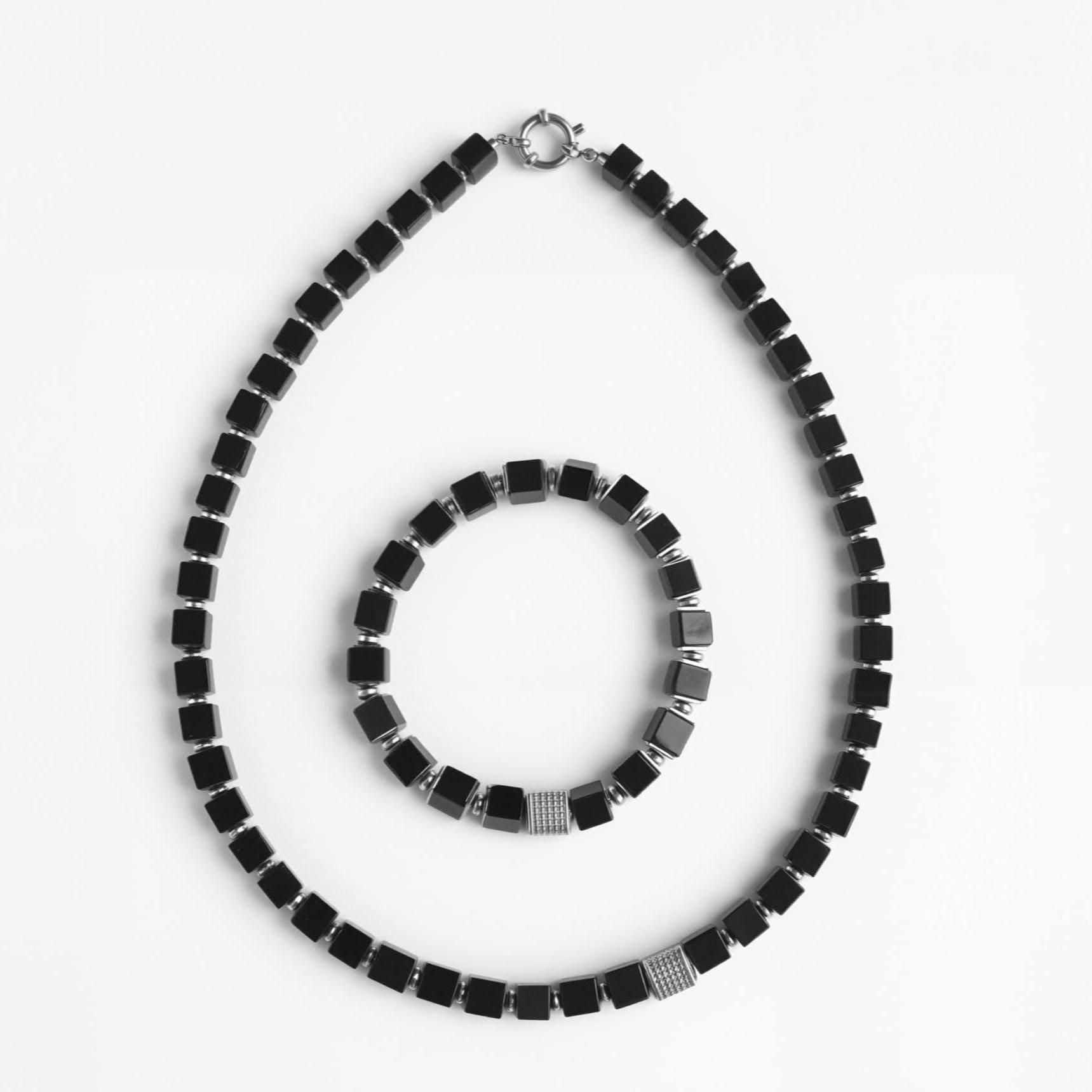 Black Onyx Chunky Cube Necklace | Refined Energy Jewelry for Modern Life