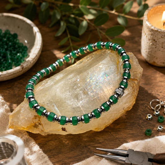 Natural A+ Green Onyx | Gemstone Bracelet｜Stretch Bracelet｜Gift for Him | graduation gift
