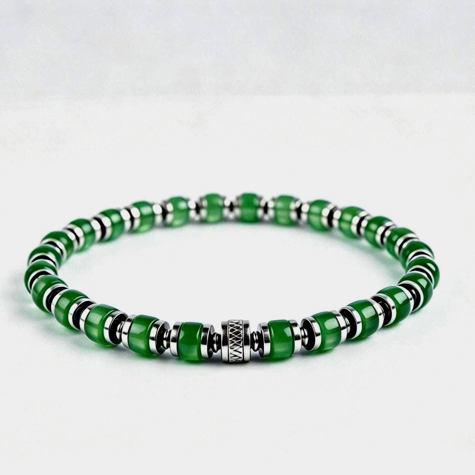 Natural A+ Green Onyx | Gemstone Bracelet｜Stretch Bracelet｜Gift for Him | graduation gift