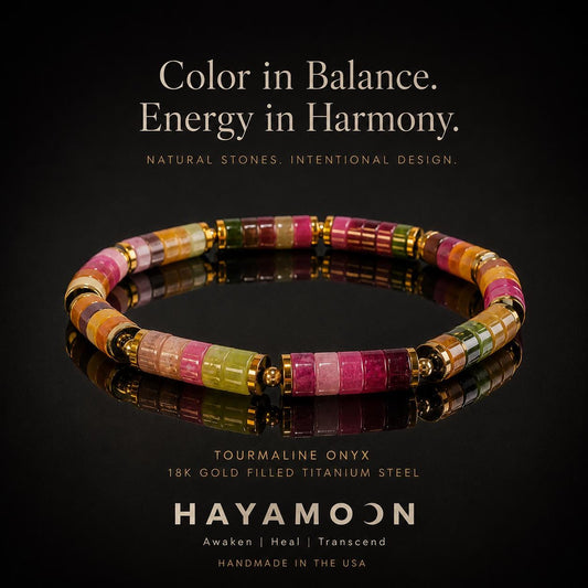 Prism Harmony-Colorful Tourmaline Onyx Bracelet: Healing Crystal Jewelry, Peronalized Gift, Birthstone Gift for Him, Holiday Gift for Her __etsy:8393023465