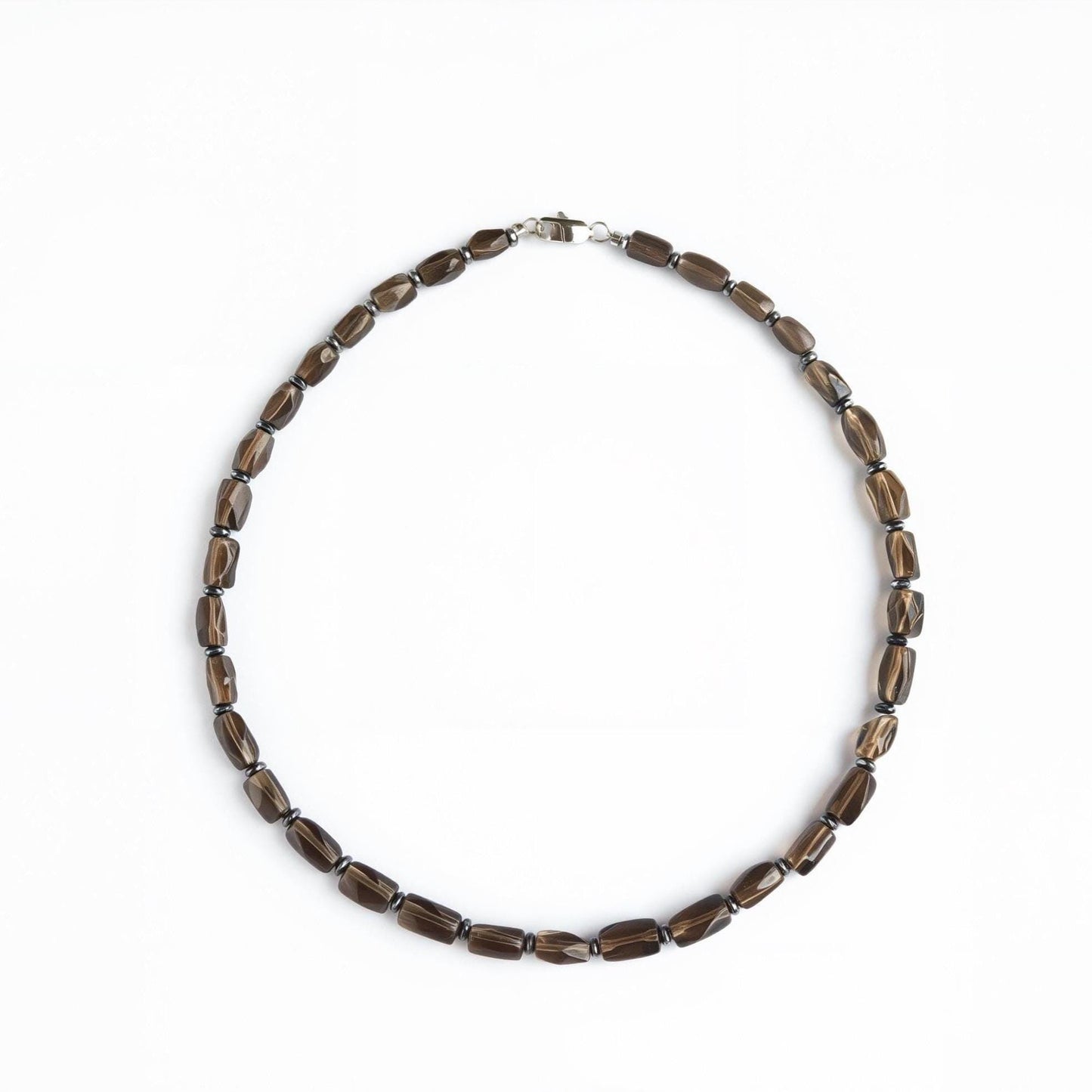Natural AAA Smoky Quartz & Hematite Necklace : Men's Healing Crystal Jewelry, Meditation, Powerful, Gift for Him __etsy:8432138043