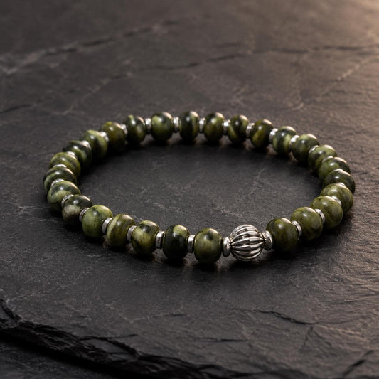Verdant Strength - Green Jade & Hematite Beaded Bracelet for Men | Birthstone Gift for Him