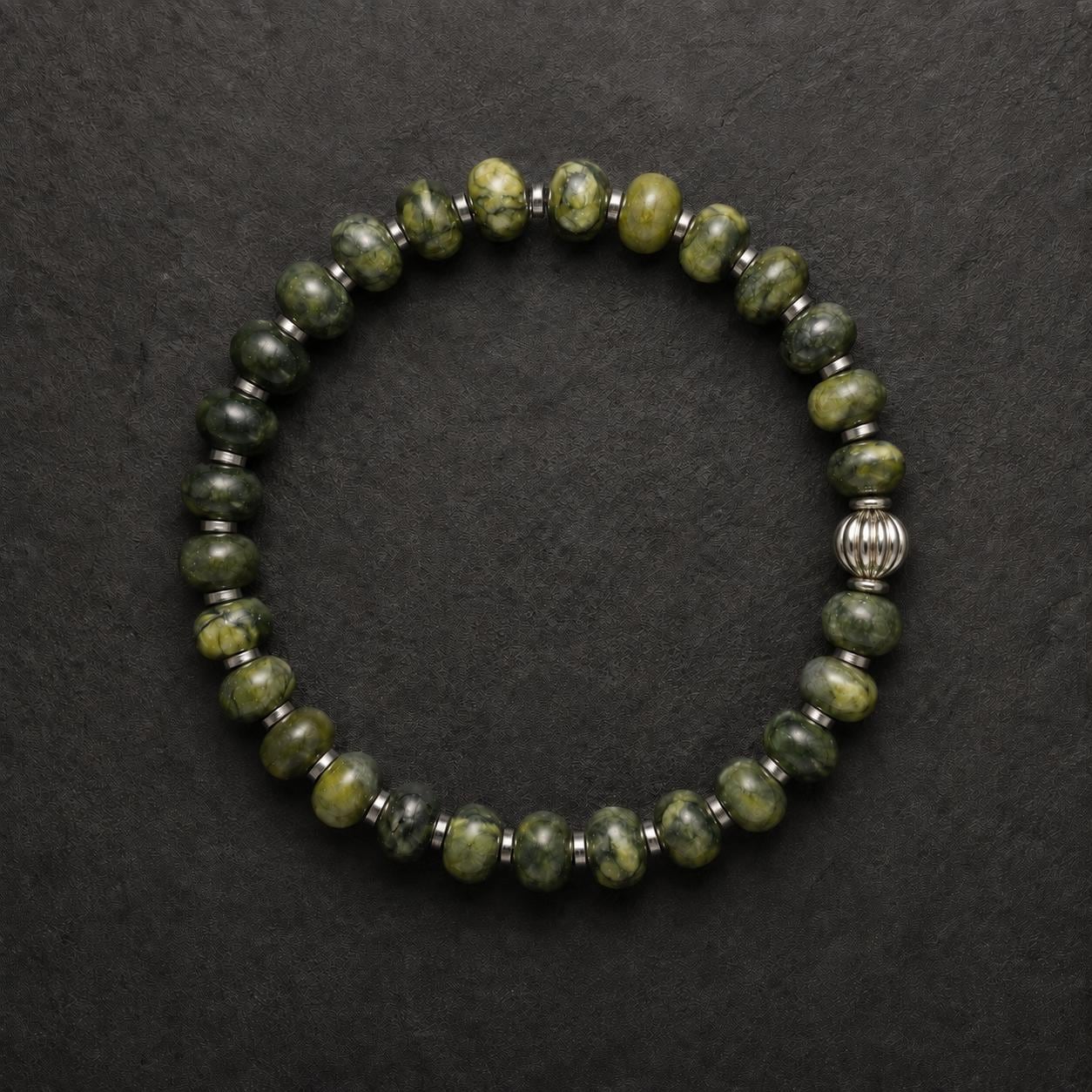 Verdant Strength - Green Jade & Hematite Beaded Bracelet for Men | Birthstone Gift for Him