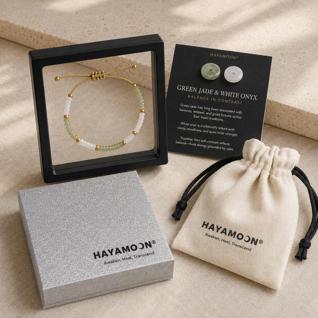 Verdant Flow | Green Jade & White Onyx Bracelet | Dainty Adjustable Rope Bracelet | Meaningful Gift | Birthstone Jewelry | Unisex Gift