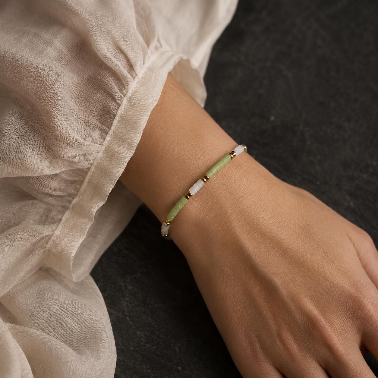 Verdant Flow | Green Jade & White Onyx Bracelet | Dainty Adjustable Rope Bracelet | Meaningful Gift | Birthstone Jewelry | Unisex Gift