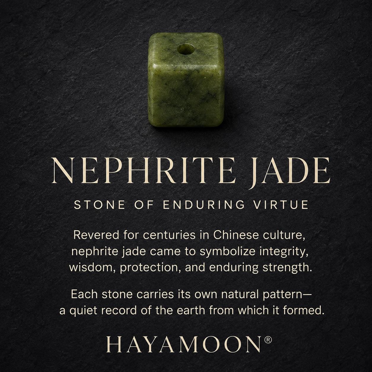 Verdant Form | Square Nephrite Jade Bracelet | 8.2mm Green Jade Stretch Bracelet | Geometric Unisex Gift