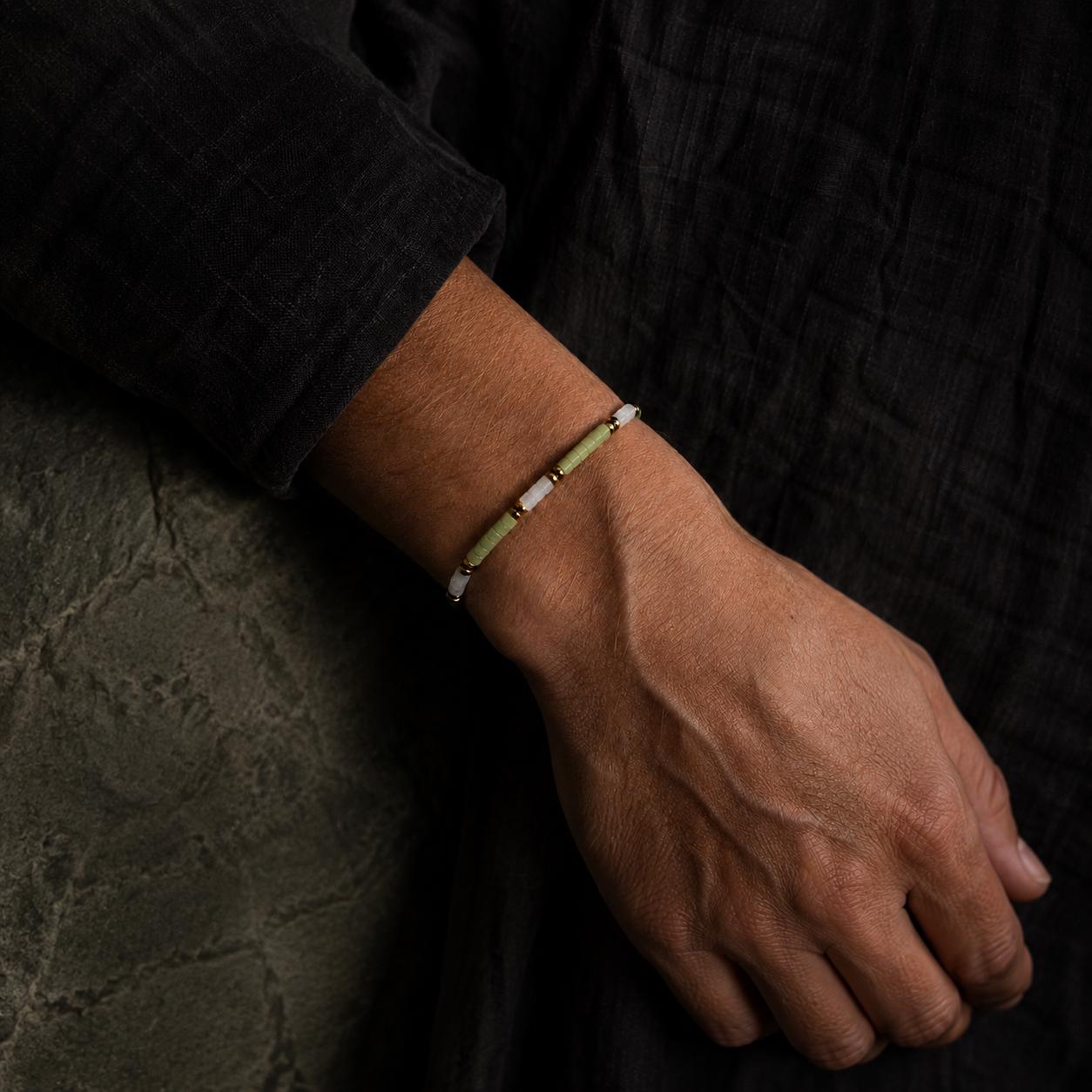 Verdant Flow | Green Jade & White Onyx Bracelet | Dainty Adjustable Rope Bracelet | Meaningful Gift | Birthstone Jewelry | Unisex Gift