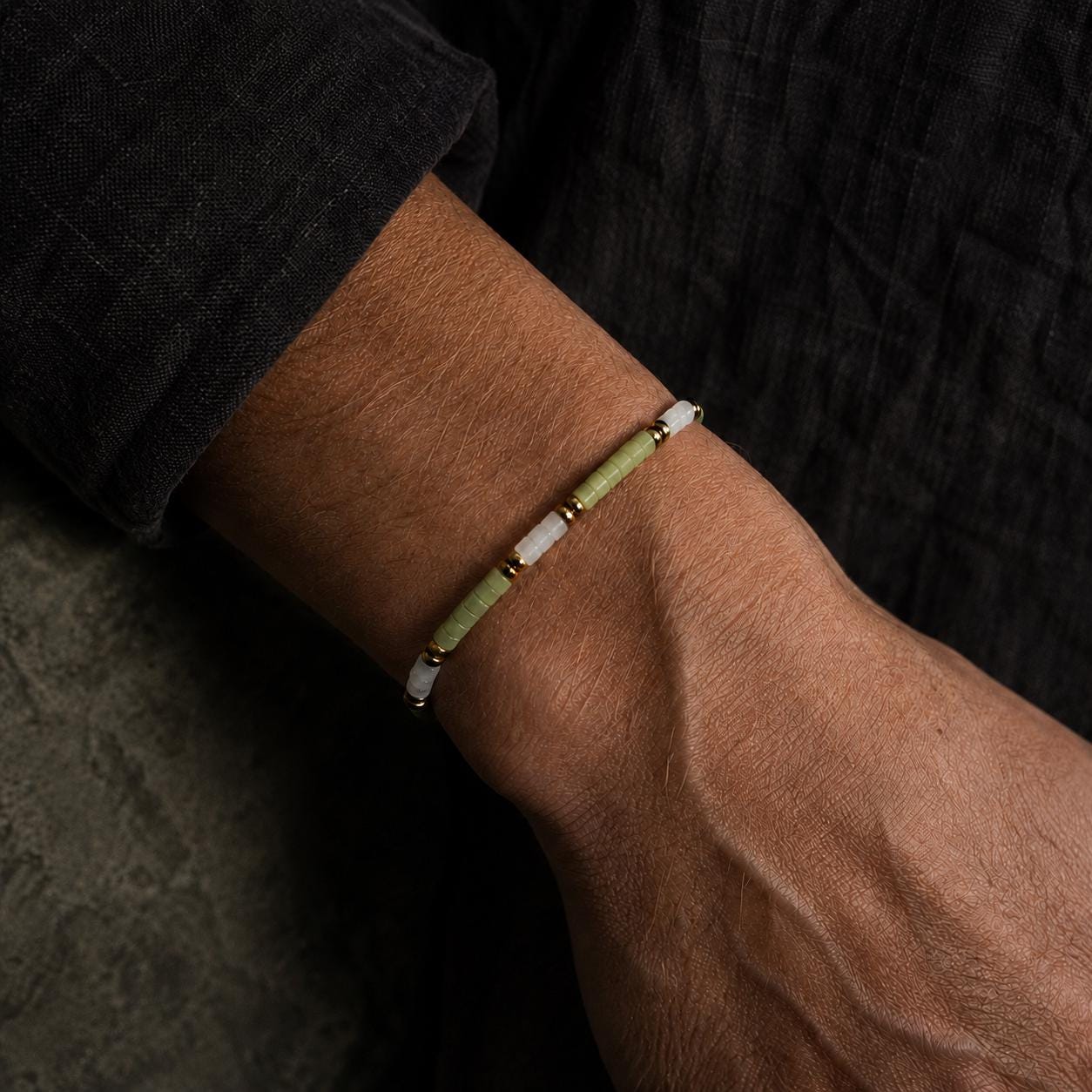 Verdant Flow | Green Jade & White Onyx Bracelet | Dainty Adjustable Rope Bracelet | Meaningful Gift | Birthstone Jewelry | Unisex Gift