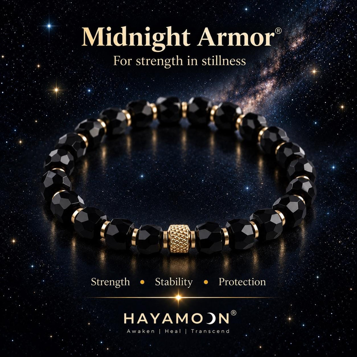 Midnight Armor | Black Onyx Faceted Bracelet | Modern Edge Jewelry __etsy:8524909665